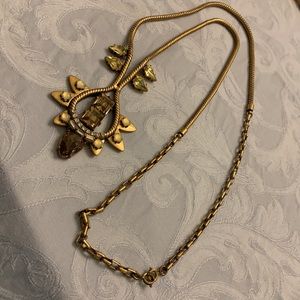 Stella & Dot Gold/Bronze Jeweled Necklace—33”!